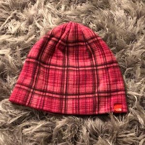 North face girls reversible beanie hat 1 size pink